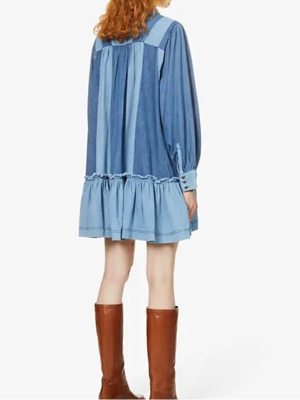 Free People Sunburst Denim Mini Dress - Picture 3 of 6